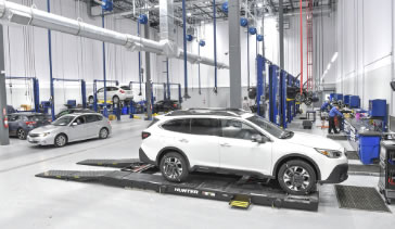 Cars serviced at a dealership